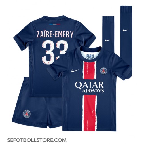 Paris Saint-Germain Warren Zaire-Emery #33 Replika babykläder Hemmaställ Barn 2024-25 Kortärmad (+ korta byxor)